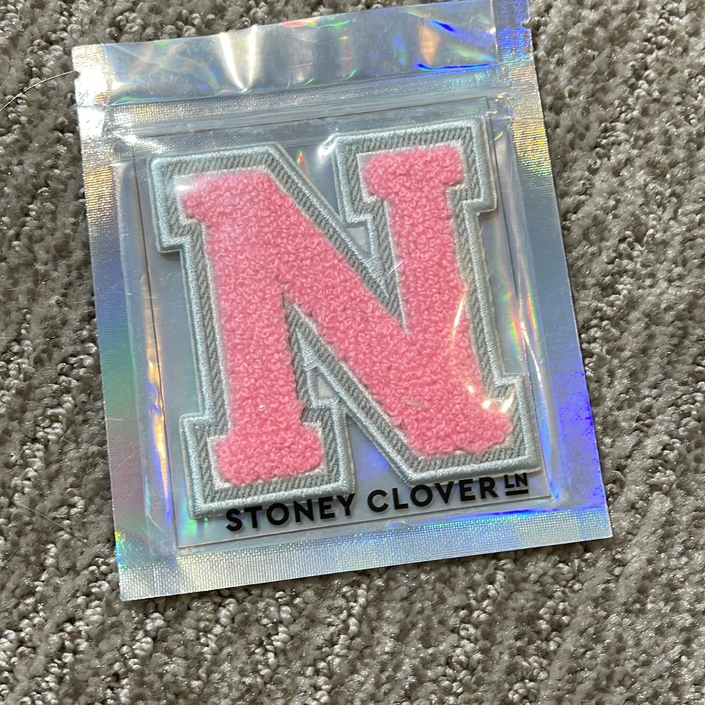 Stoney Clover Lane large varsity patch N in retired guava color!